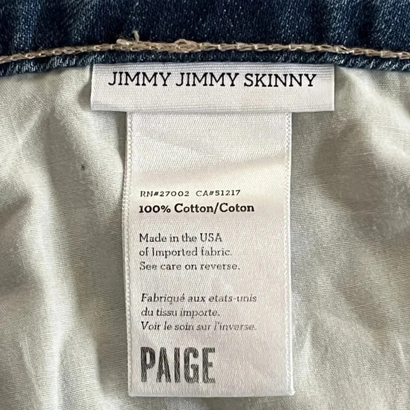 Paige Jimmy Jimmy Skinny Indigo‎ Dart Jeans, Women's Size 31 - Picture 6 of 8